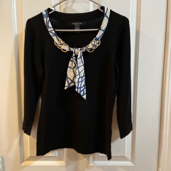 August Silk Black Stretch Top, P/S - Picture 1 of 6